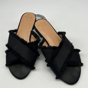 A New Day Slip on Sandals with Black Fringed Straps size 7